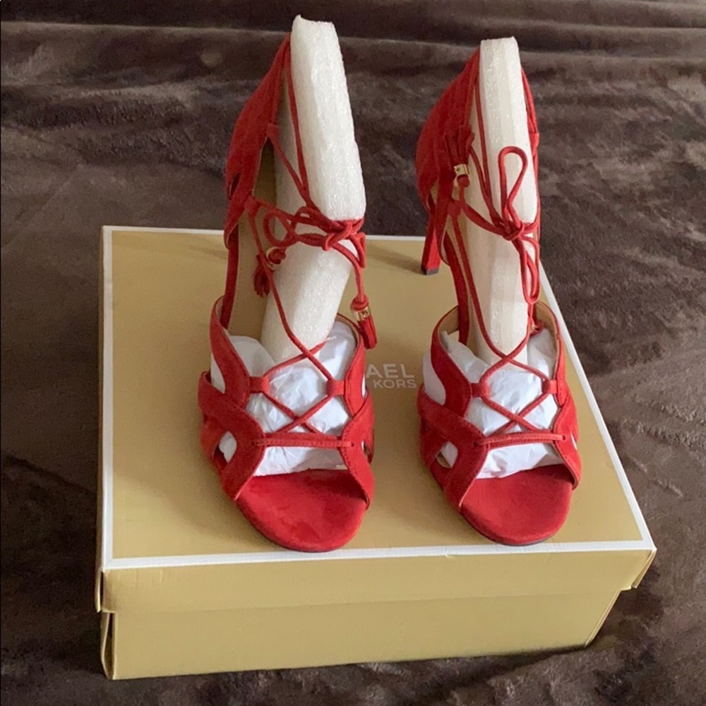 Michael Kors - Red suede lace pumps (NEW) - Picture 2 of 8